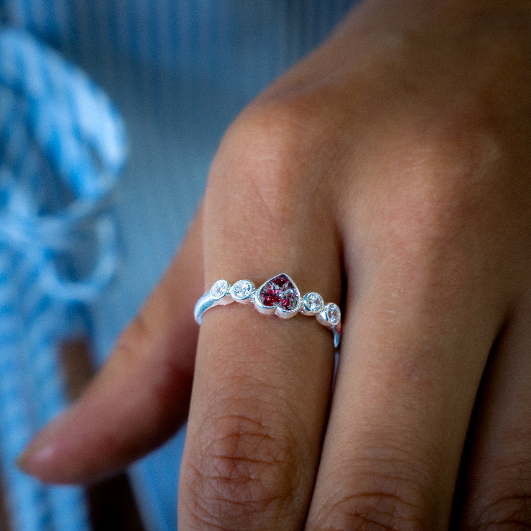 A Symbol of Love: The Ashes Heart Ring with Cubic Zirconia