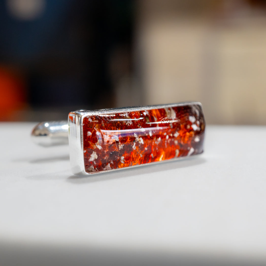 Ashes Rectangle Cufflinks - Rosenrot Red