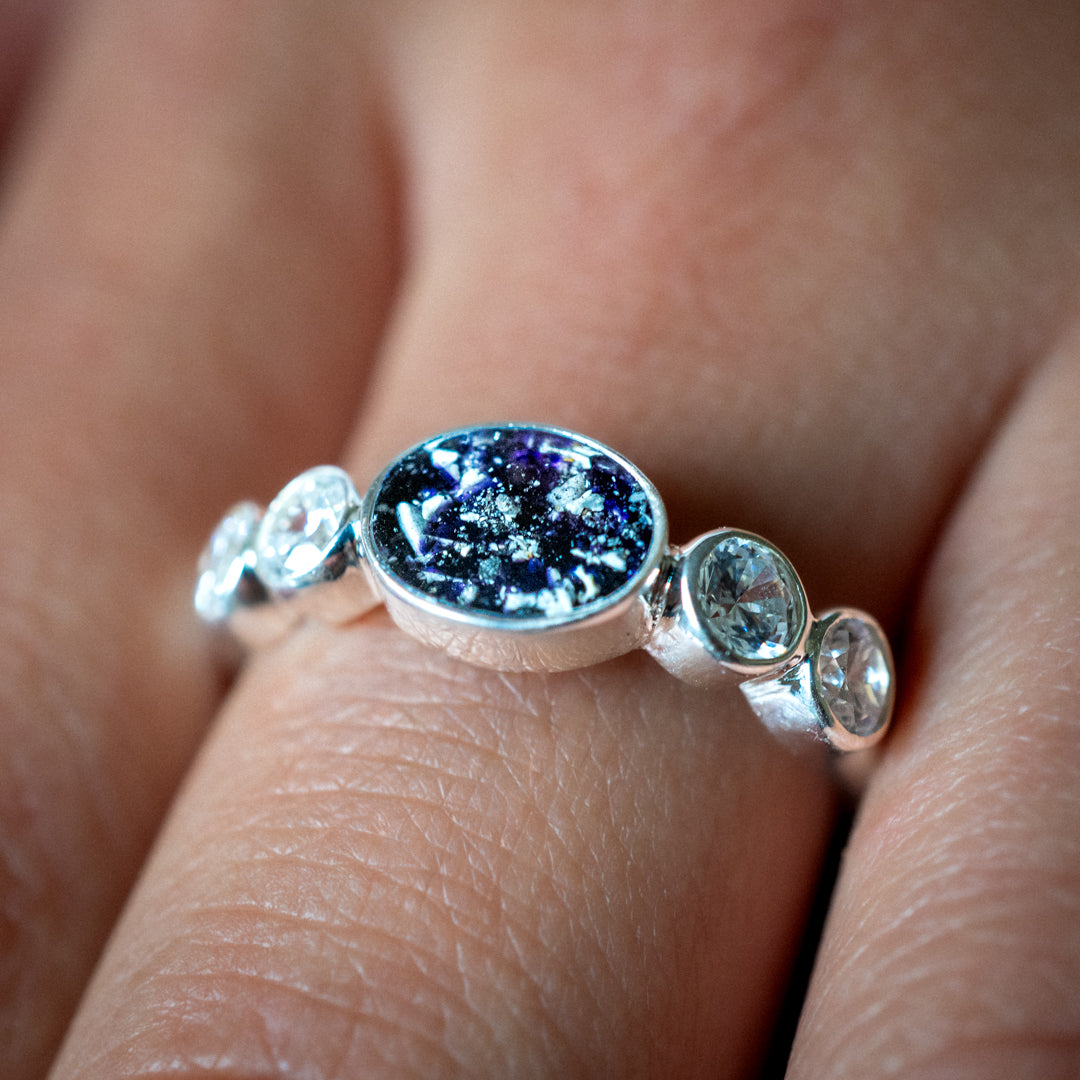 Ashes Silver Ring with CZ Stones