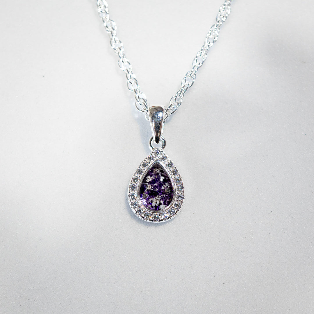 Ashes Tear Drop Pendant with CZ Stones