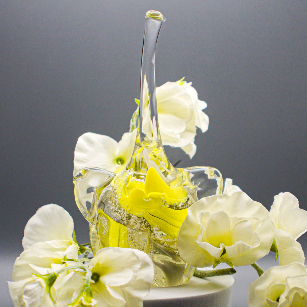 Ashes to Glass Elephant - Lemon Yellow & Grey