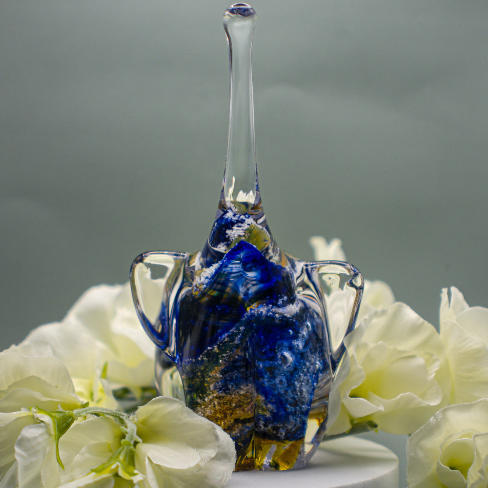 Ashes to Glass Elephant - Royal Blue & Gold