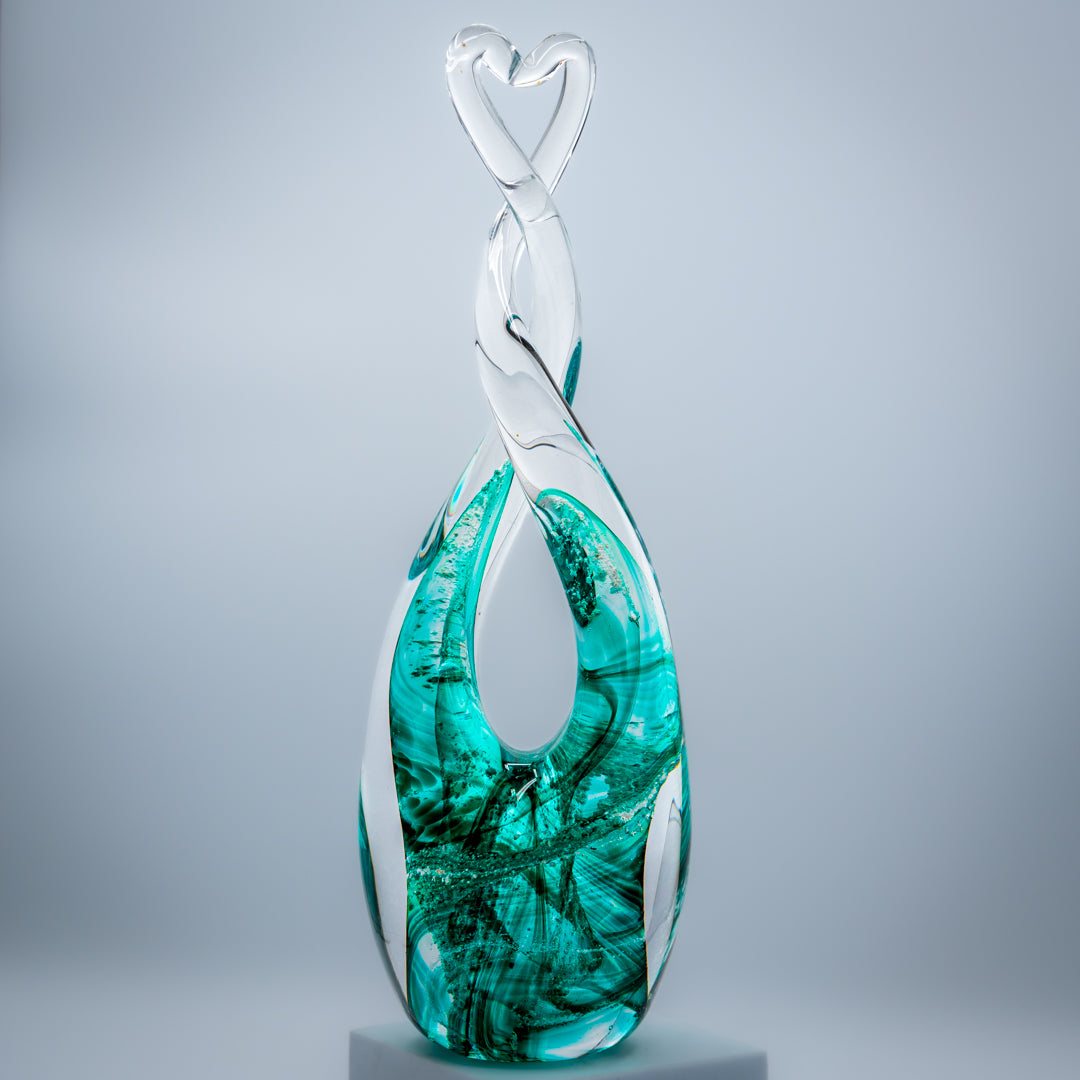 Ashes to Glass Heart Sculpture - Spring Greens