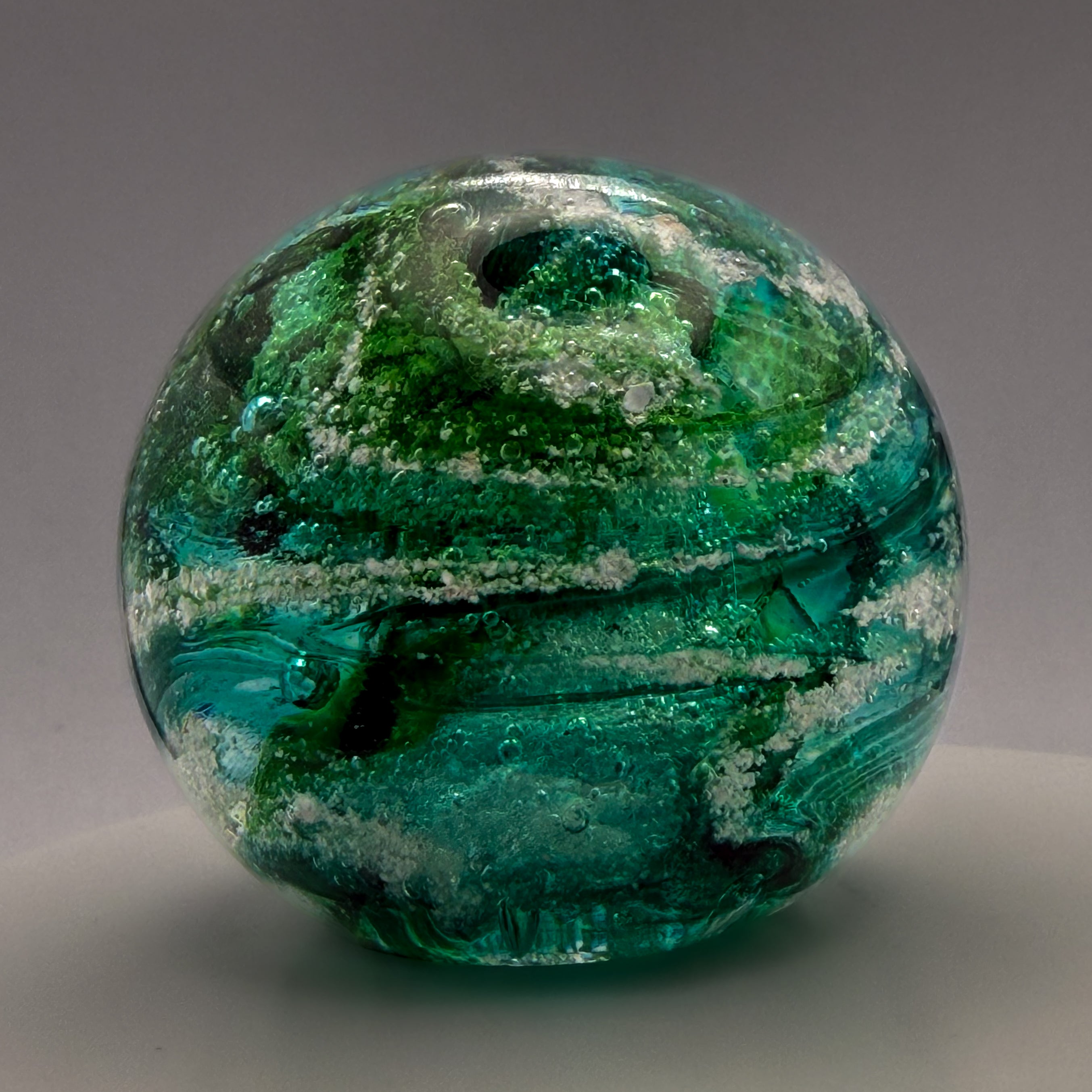 Ashes to Glass MIni Round Paperweight - Spring Greens