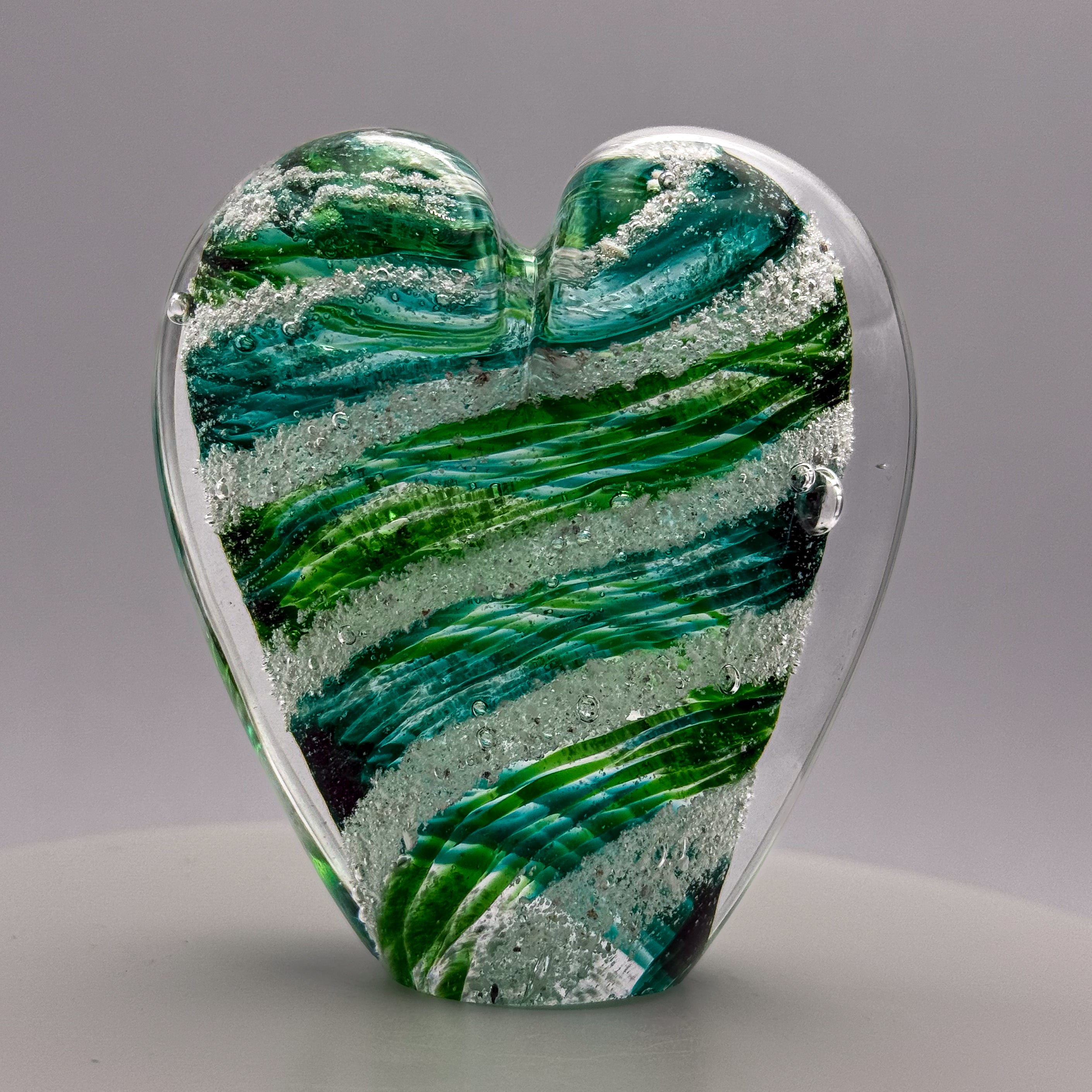 Ashes to Glass Mini Heart Ornament - Spring Greens