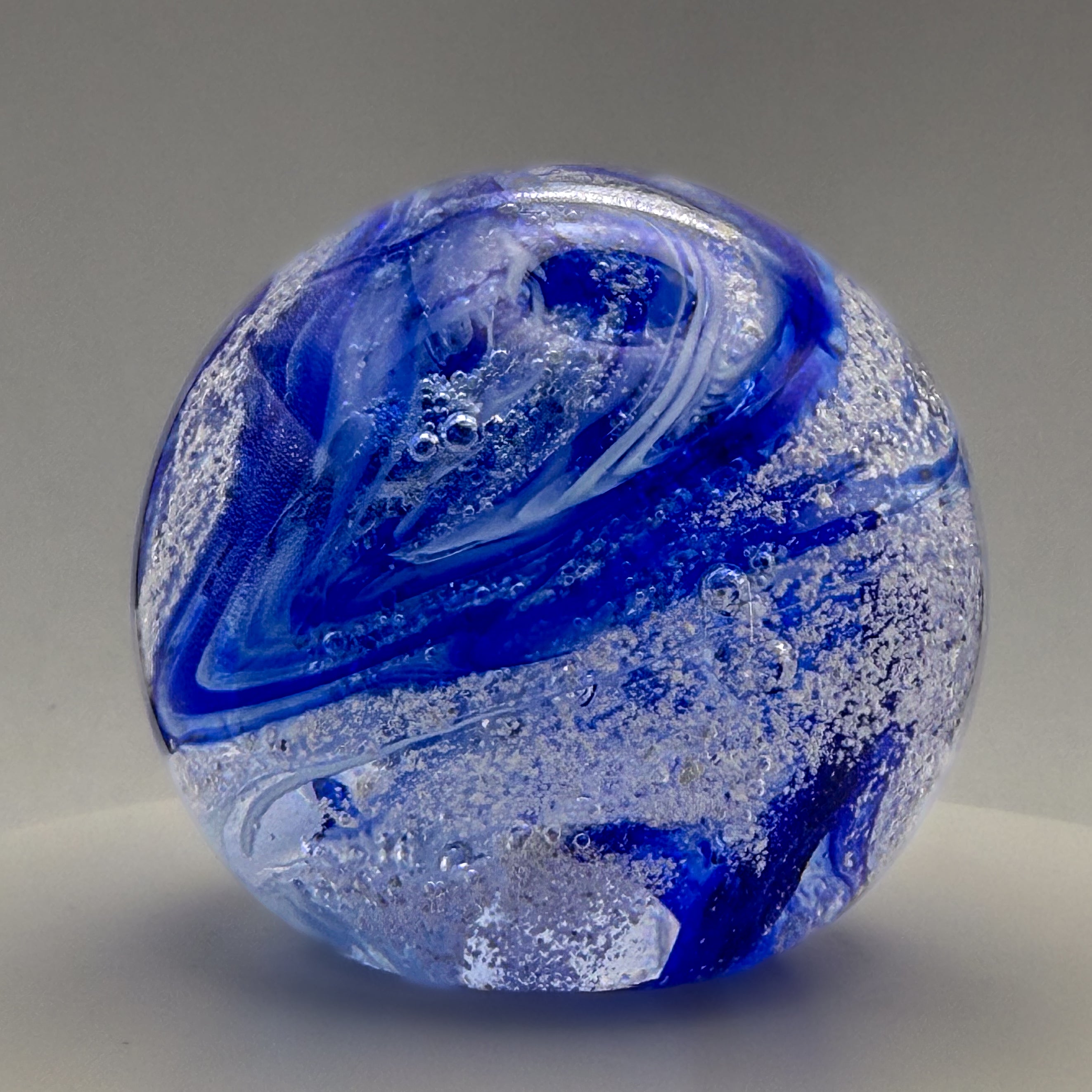 Ashes to Glass Mini Round Paperweight - Royal Blue & Baby Blue