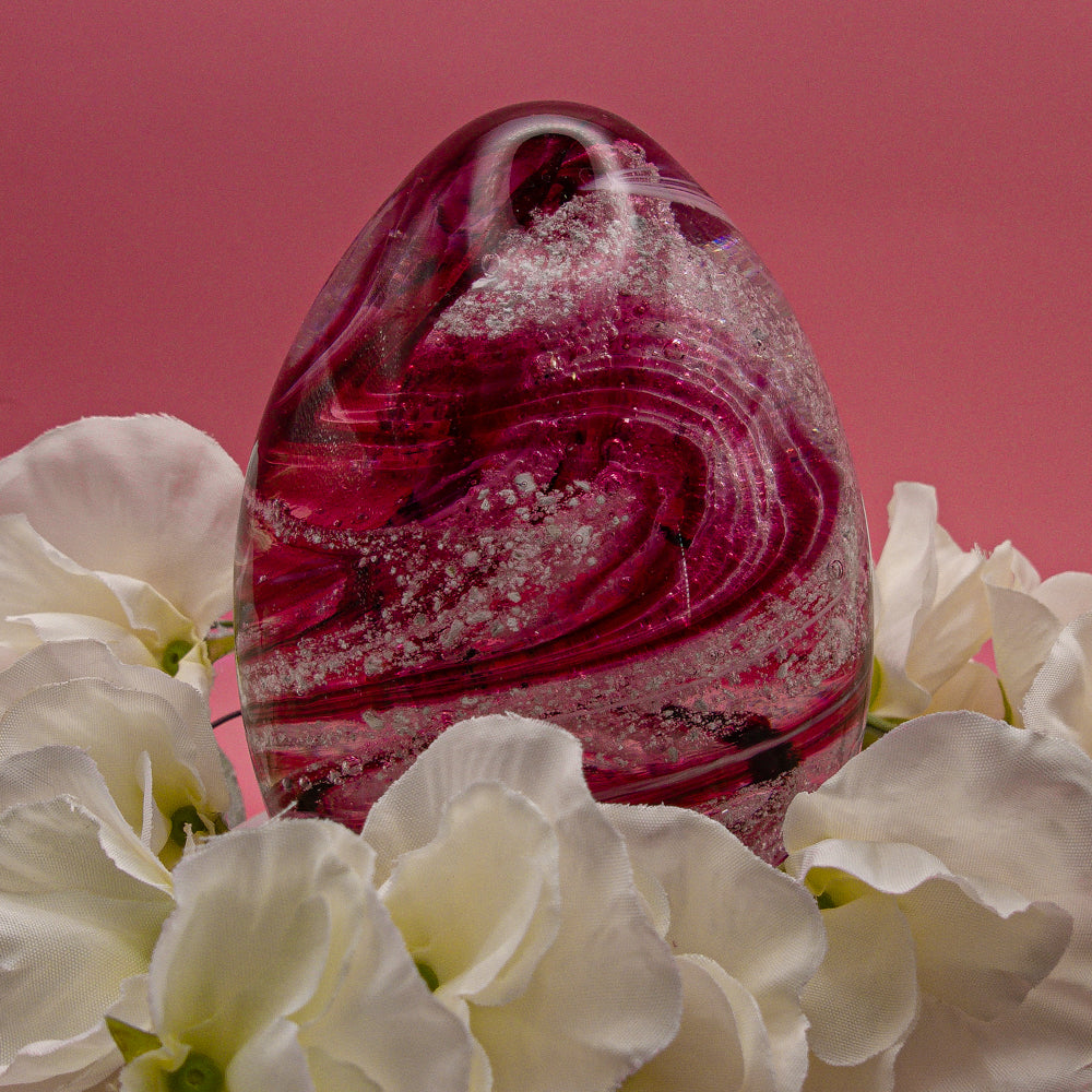 Ashes to Glass Oval Paperweight - Ruby & Baby Pink