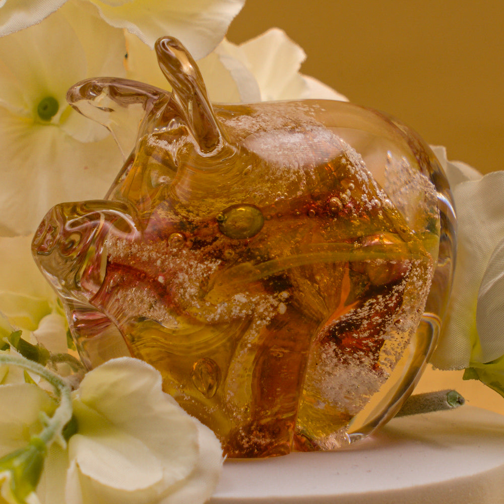 Ashes to Glass Pig - Garnet & Gold