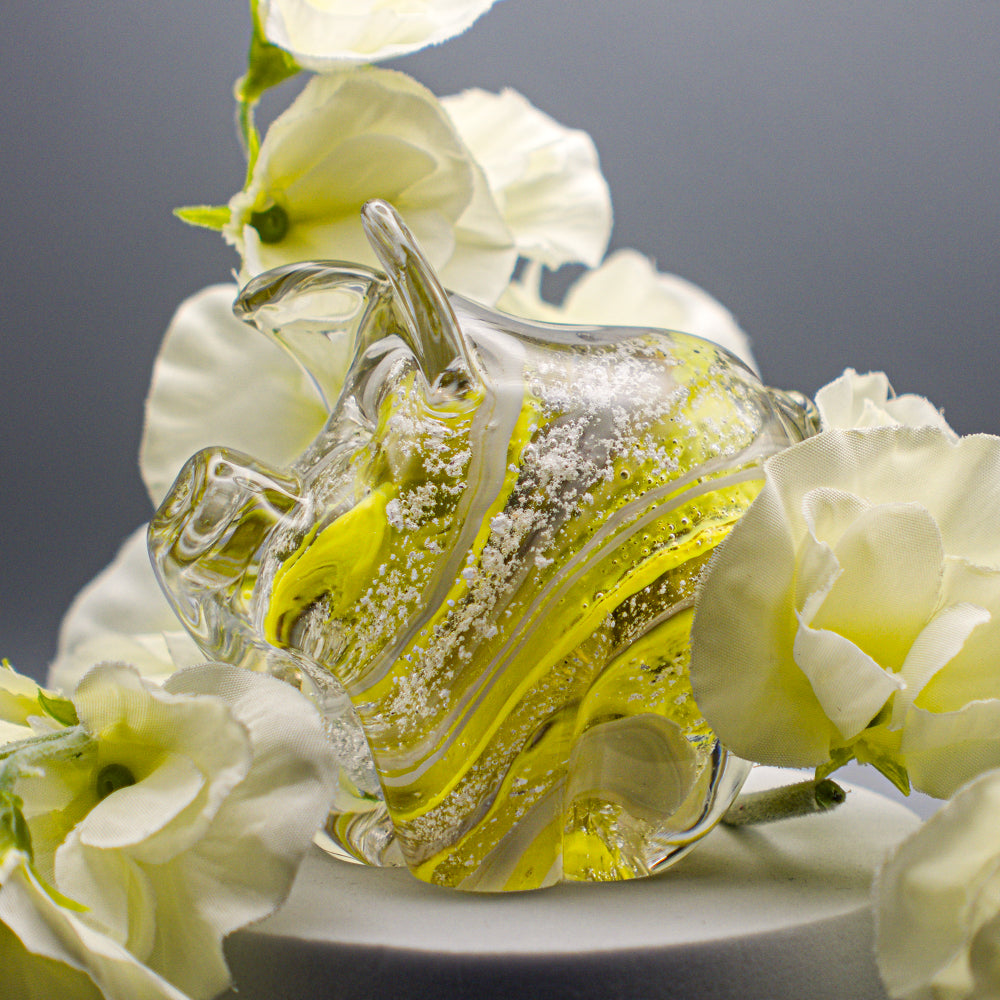 Ashes to Glass Pig - Lemon Yellow & Grey