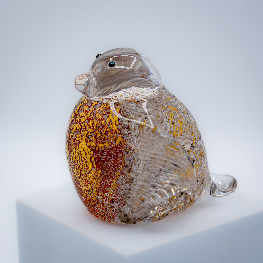 Ashes to Glass Robin with Gold Leaf