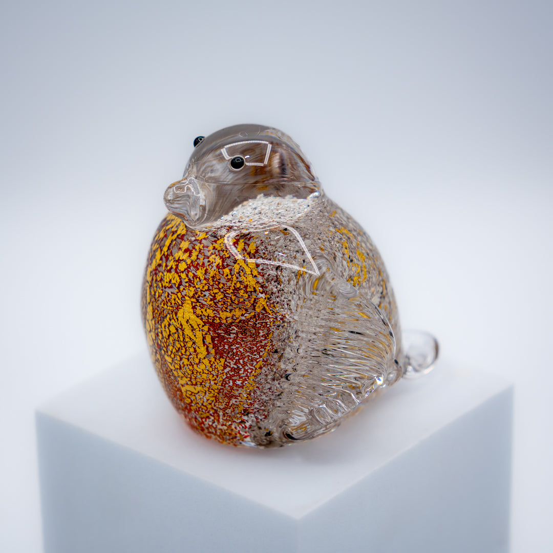 Ashes to Glass Robin with Gold Leaf