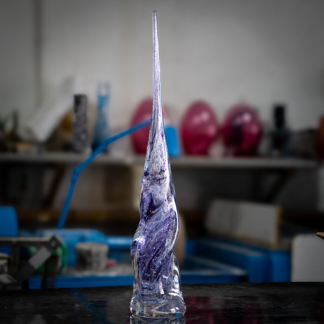 Ashes to glass vortex sculpture