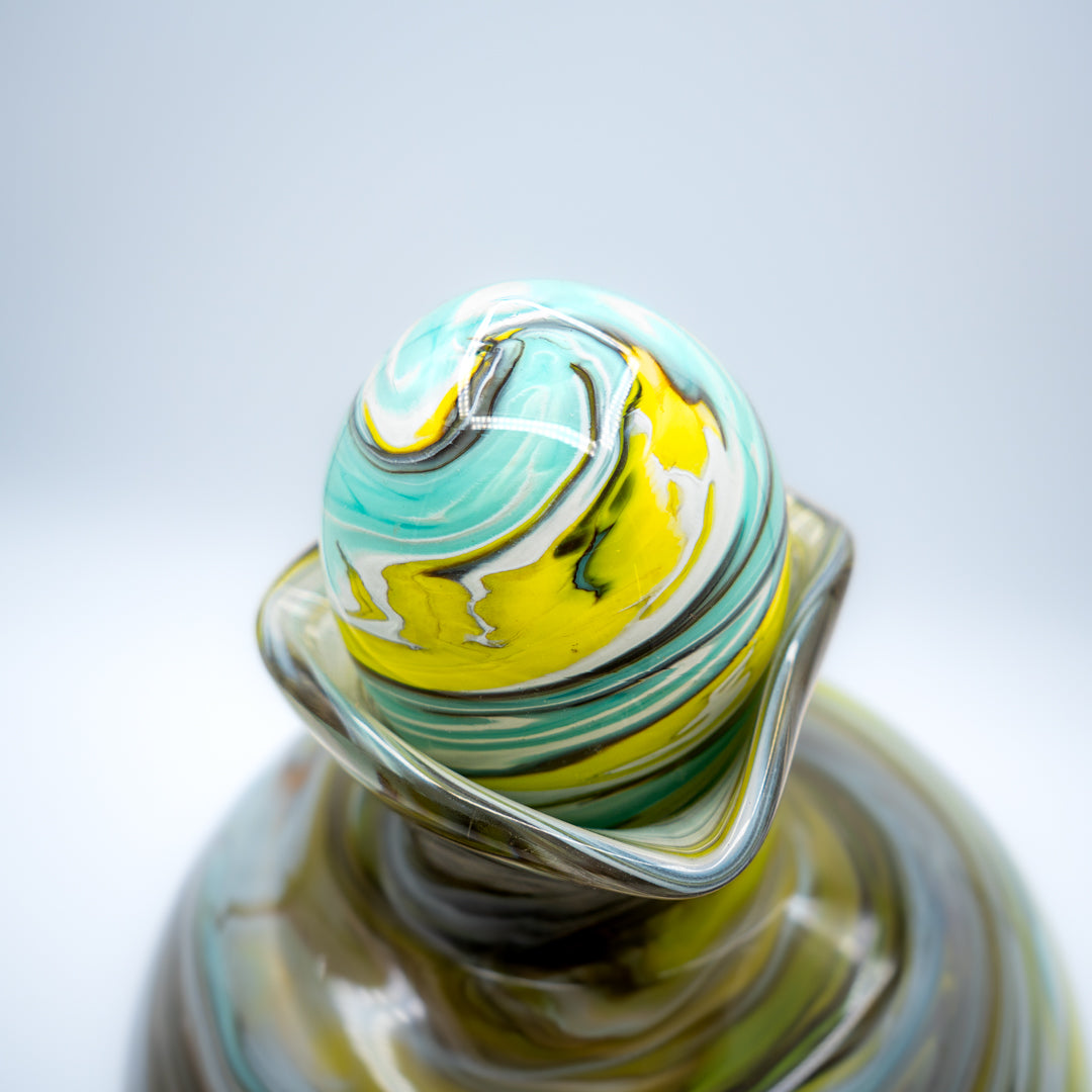 Glass Urn - Lemon Yellow & Turquoise