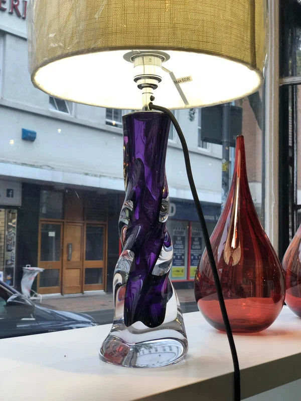 Vortex Table Lamps-Table lamps-Stuart Wiltshire Glass Outlet-Amethyst-Medium-Stuart Wiltshire Glass Ltd