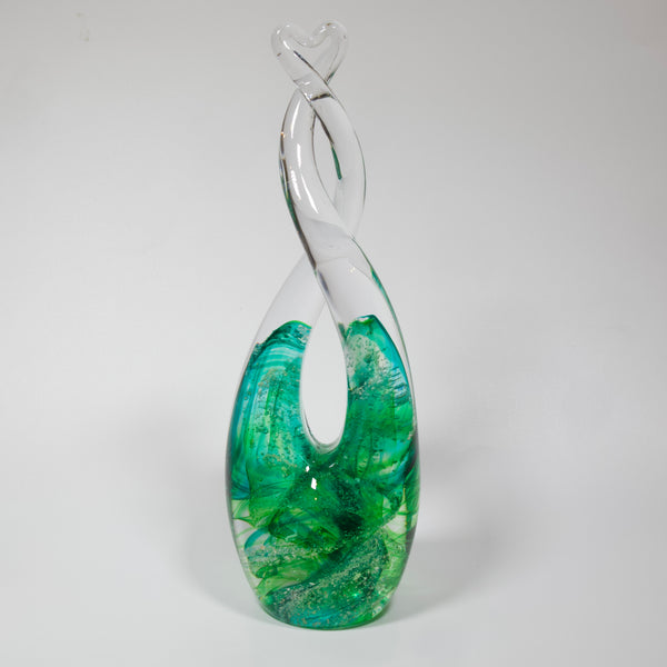 Cremation Ashes Glass Heart Sculpture