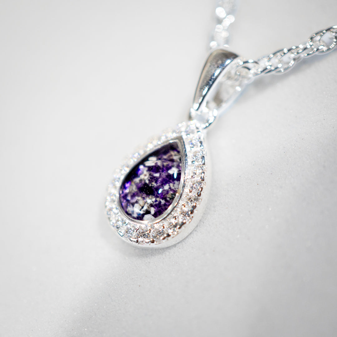 Ashes Tear Drop Pendant with CZ Stones