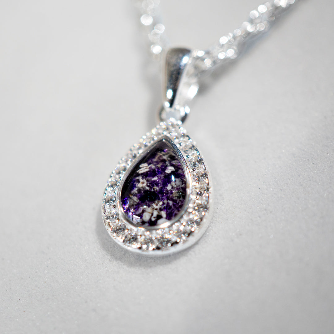 Ashes Tear Drop Pendant with CZ Stones