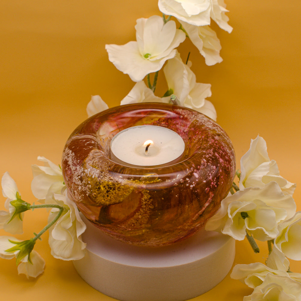 Ashes to Glass Candle Holder - Garnet & Gold