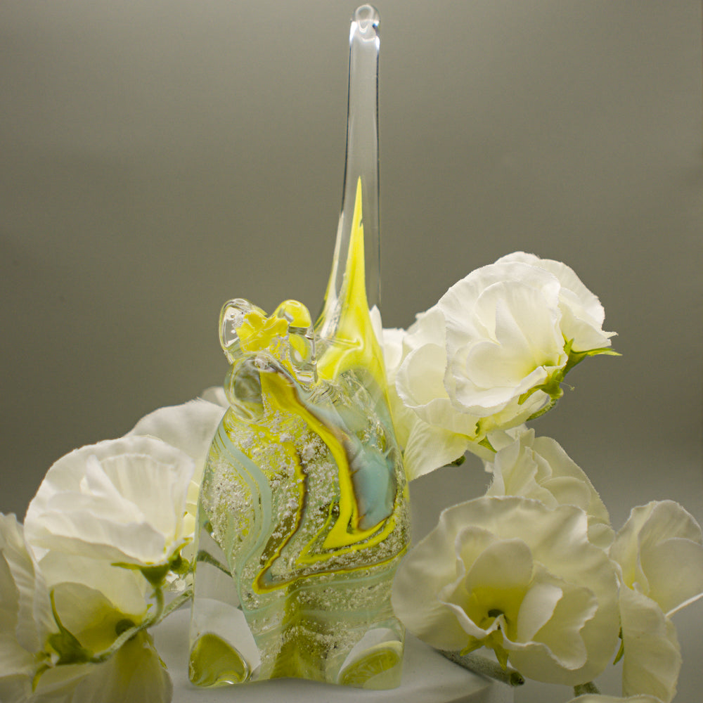 Ashes to Glass Cat - Lemon Yellow & Turquoise