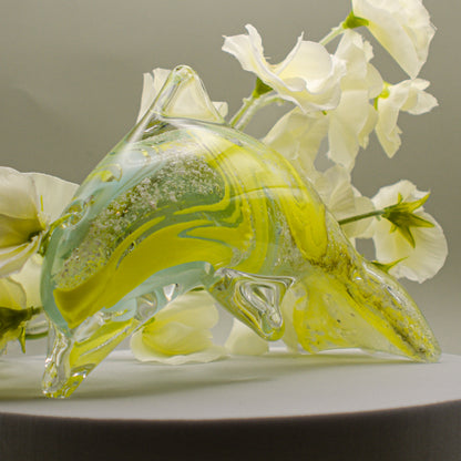 Ashes to Glass Dolphin - Purple & Lime Green