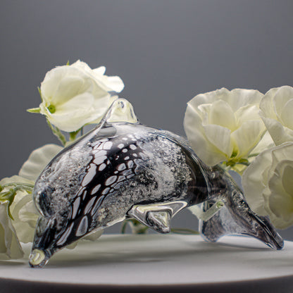 Ashes to Glass Dolphin - Purple & Lime Green