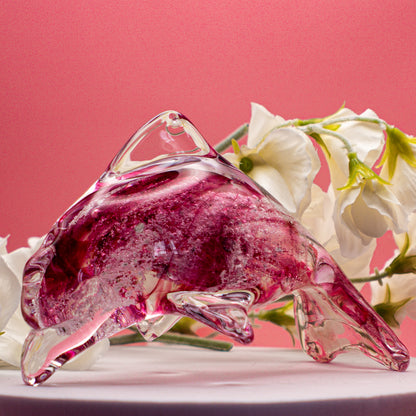 Ashes to Glass Dolphin - Purple & Lime Green