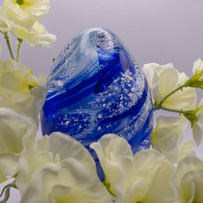 Ashes to Glass Oval Paperweight - Royal Blue & Gold