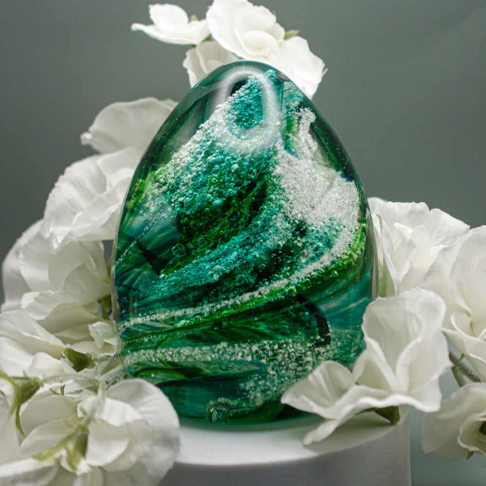 Ashes to Glass Oval Paperweight - Spring Greens
