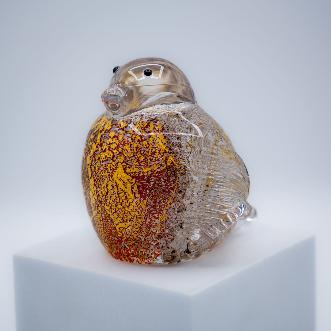 Ashes to Glass Robin with Gold Leaf