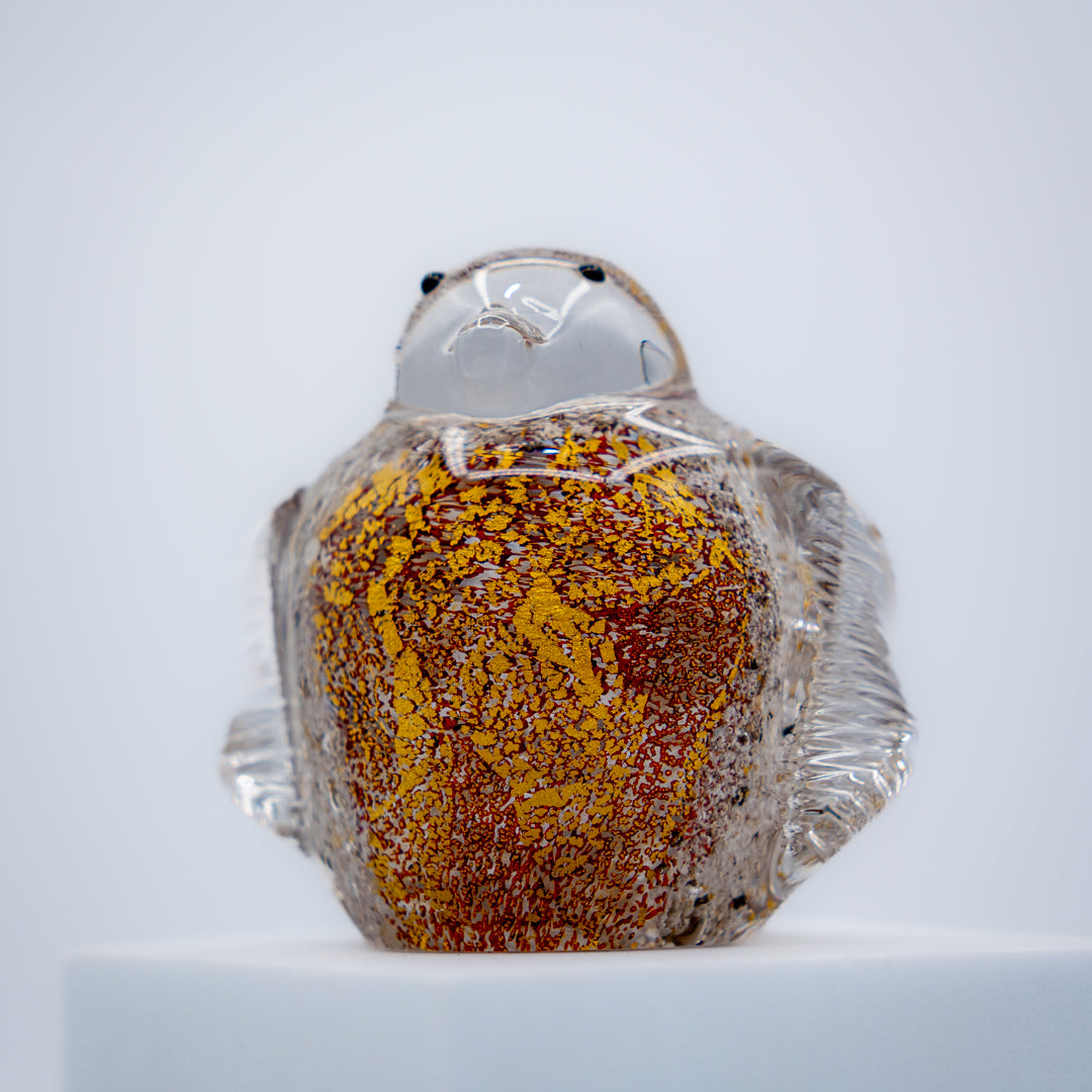 Ashes to Glass Robin with Gold Leaf
