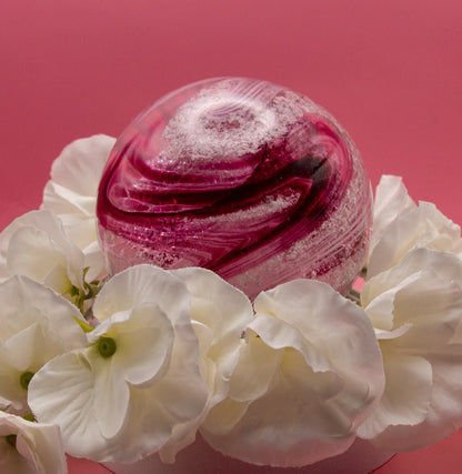 Ashes to Glass Round Paperweight - Purple & Lime Green
