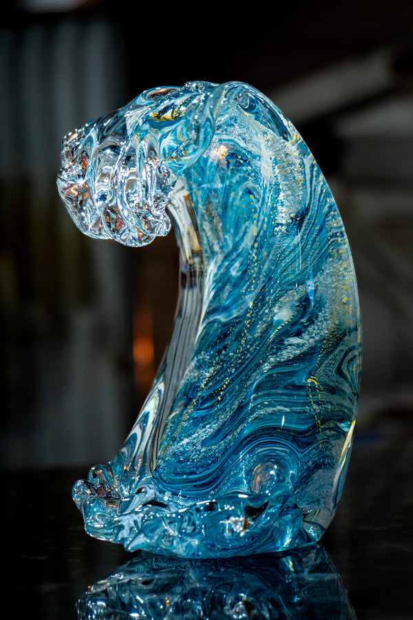 Ashes to glass wave with gold leaf