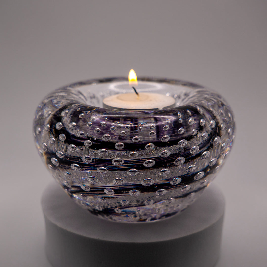 Ashes to glass bubbled candle holder