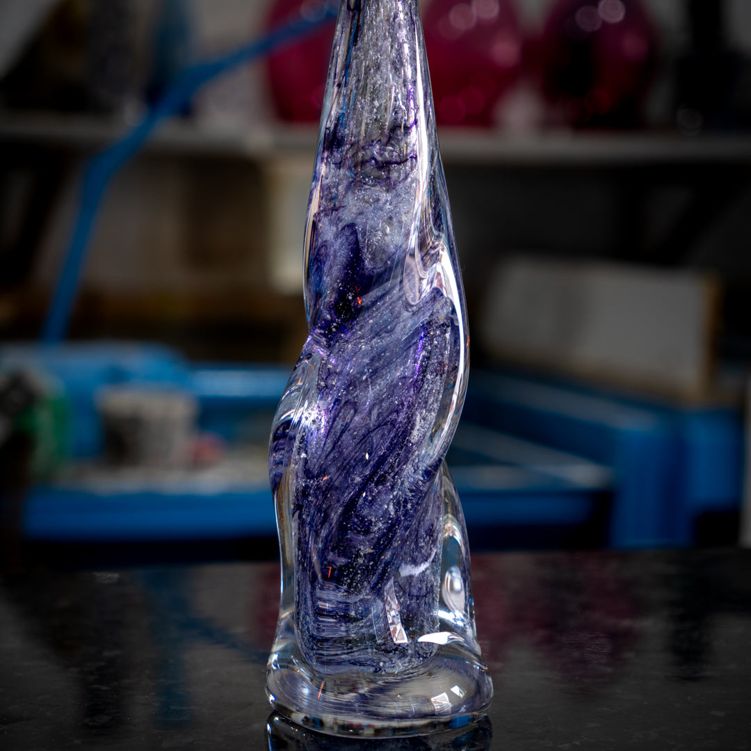 Ashes to glass vortex sculpture
