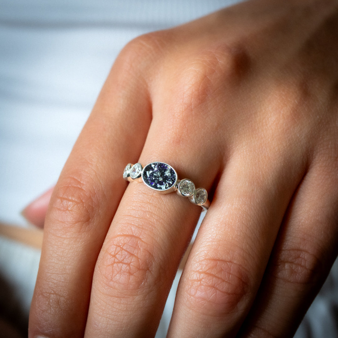 Ashes Ring - Silver Ring with CZ Stones
