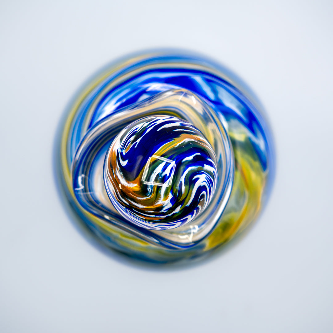 Glass Urn - Royal Blue & Gold