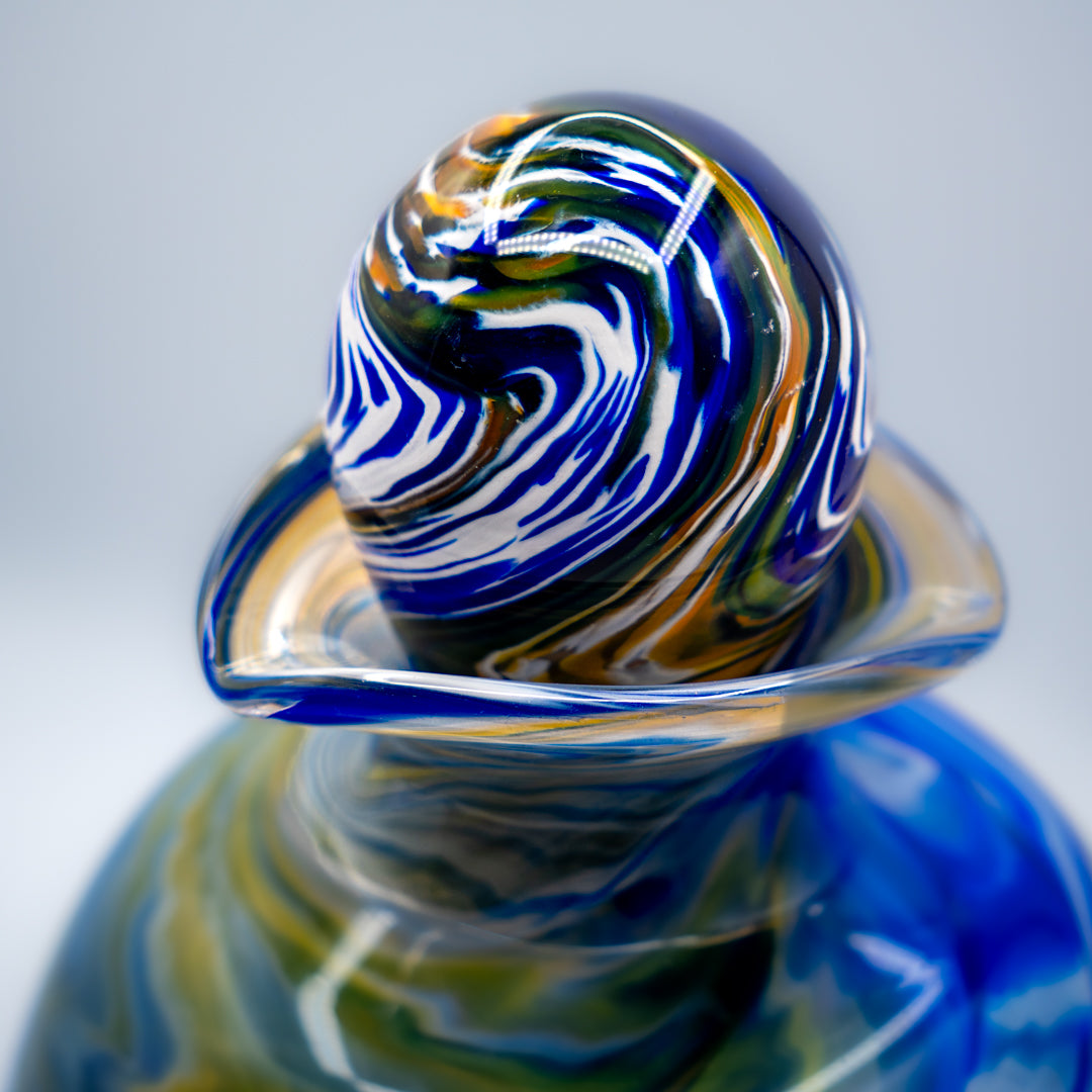 Glass Urn - Royal Blue & Gold