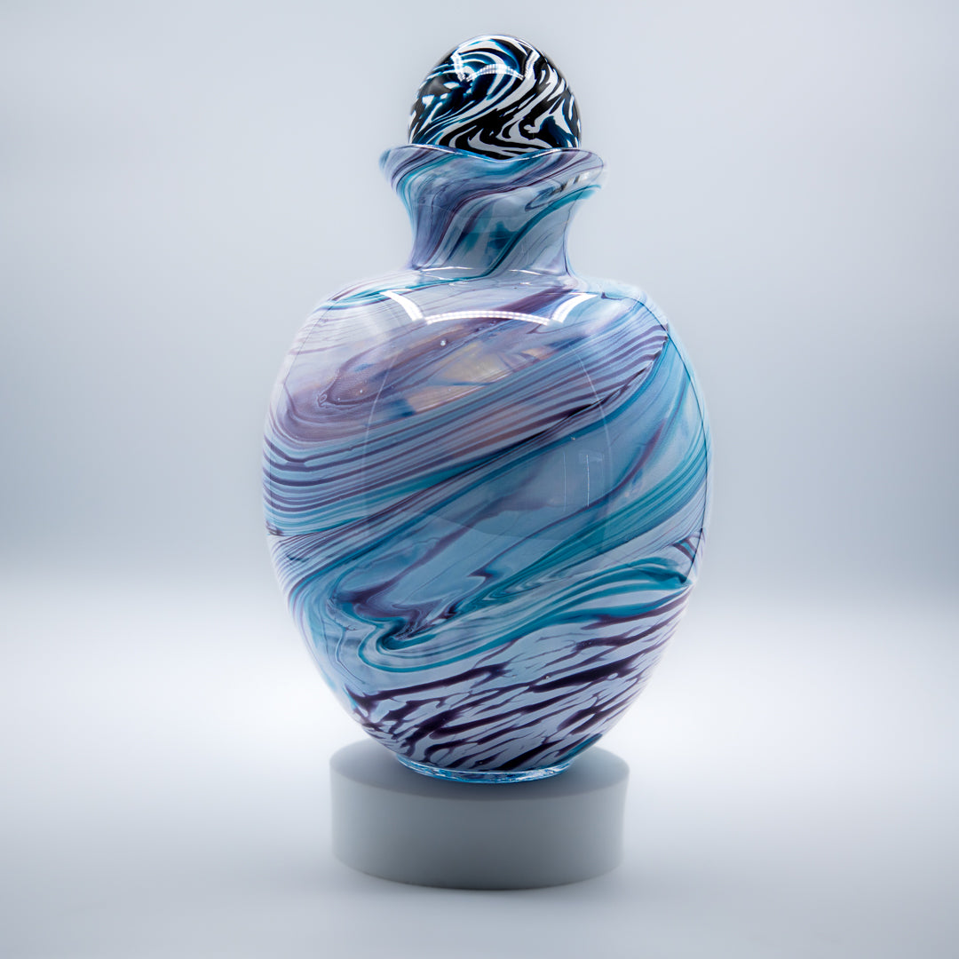 Glass Urn - Turquoise & Purple