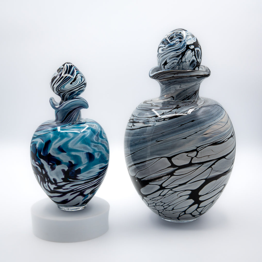 Glass Urn Small - Turquoise & Purple