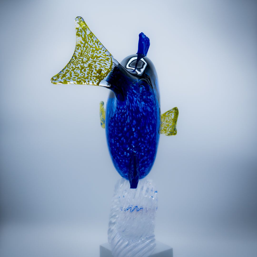 Regal Blue Tang Fish riding a wave