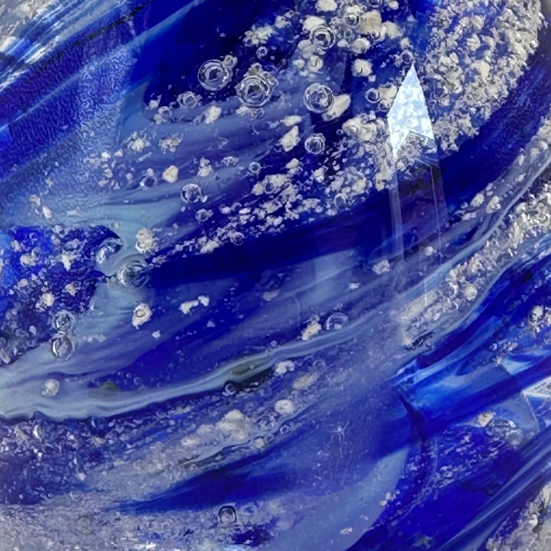 Royal blue and baby blue oval paperweight