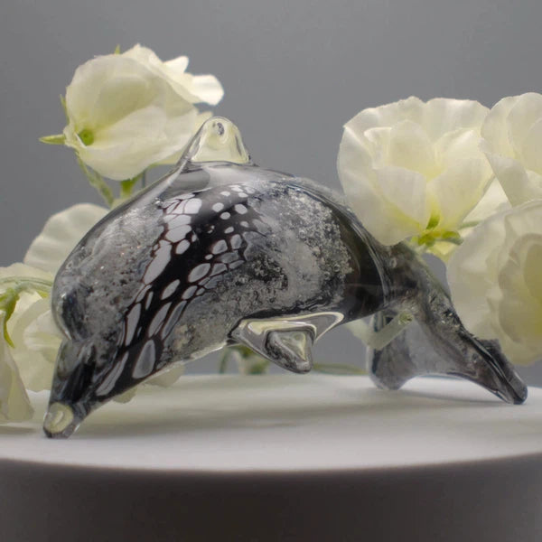 Ashes to Glass Dolphin-Cremation Ashes Glass-Stuart Wiltshire Glass Outlet-Marbled with Ashes-Stuart Wiltshire Glass Ltd