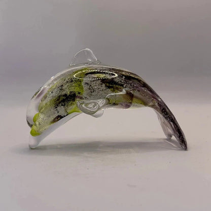 Ashes to Glass Dolphin - Purple & Lime Green
