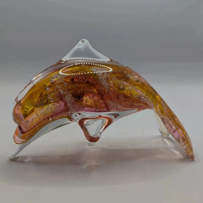 Ashes to Glass Dolphin - Purple & Lime Green
