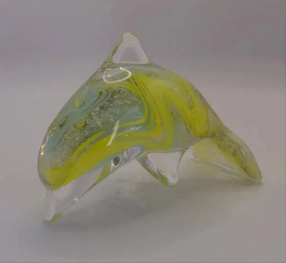 Ashes to Glass Dolphin - Purple & Lime Green