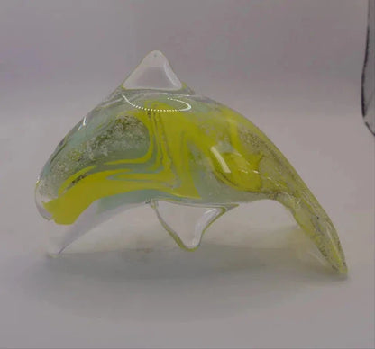 Ashes to Glass Dolphin - Purple & Lime Green