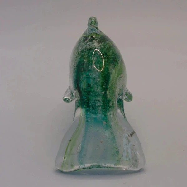Ashes to Glass Dolphin-Cremation Ashes Glass-Stuart Wiltshire Glass Outlet-Purple & Lime Green with Ashes-Stuart Wiltshire Glass Ltd