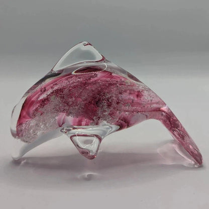 Ashes to Glass Dolphin - Purple & Lime Green