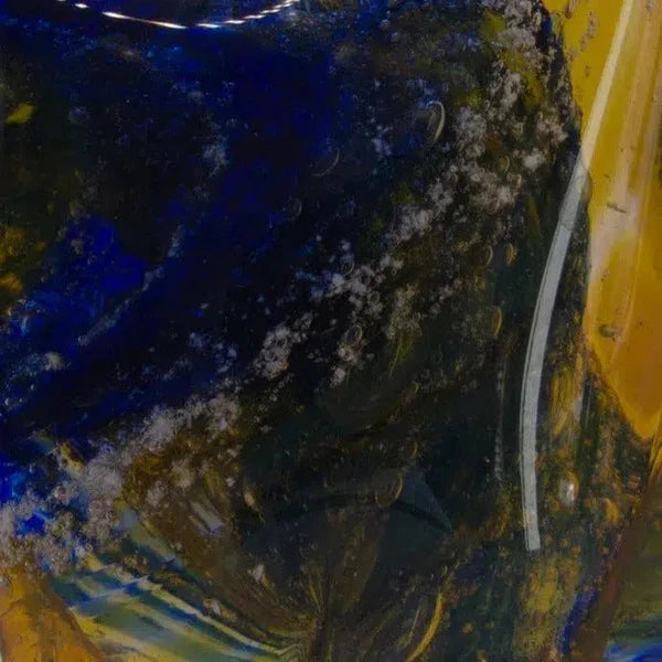 Ashes to Glass Dolphin-Cremation Ashes Glass-Stuart Wiltshire Glass Outlet-Royal Blue & Gold with Ashes-Stuart Wiltshire Glass Ltd