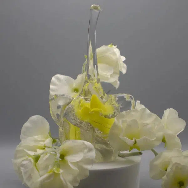 Ashes to Glass Elephant-Cremation Ashes Glass-Stuart Wiltshire Glass Outlet-Lemon Yellow & Grey with Ashes-Stuart Wiltshire Glass Ltd